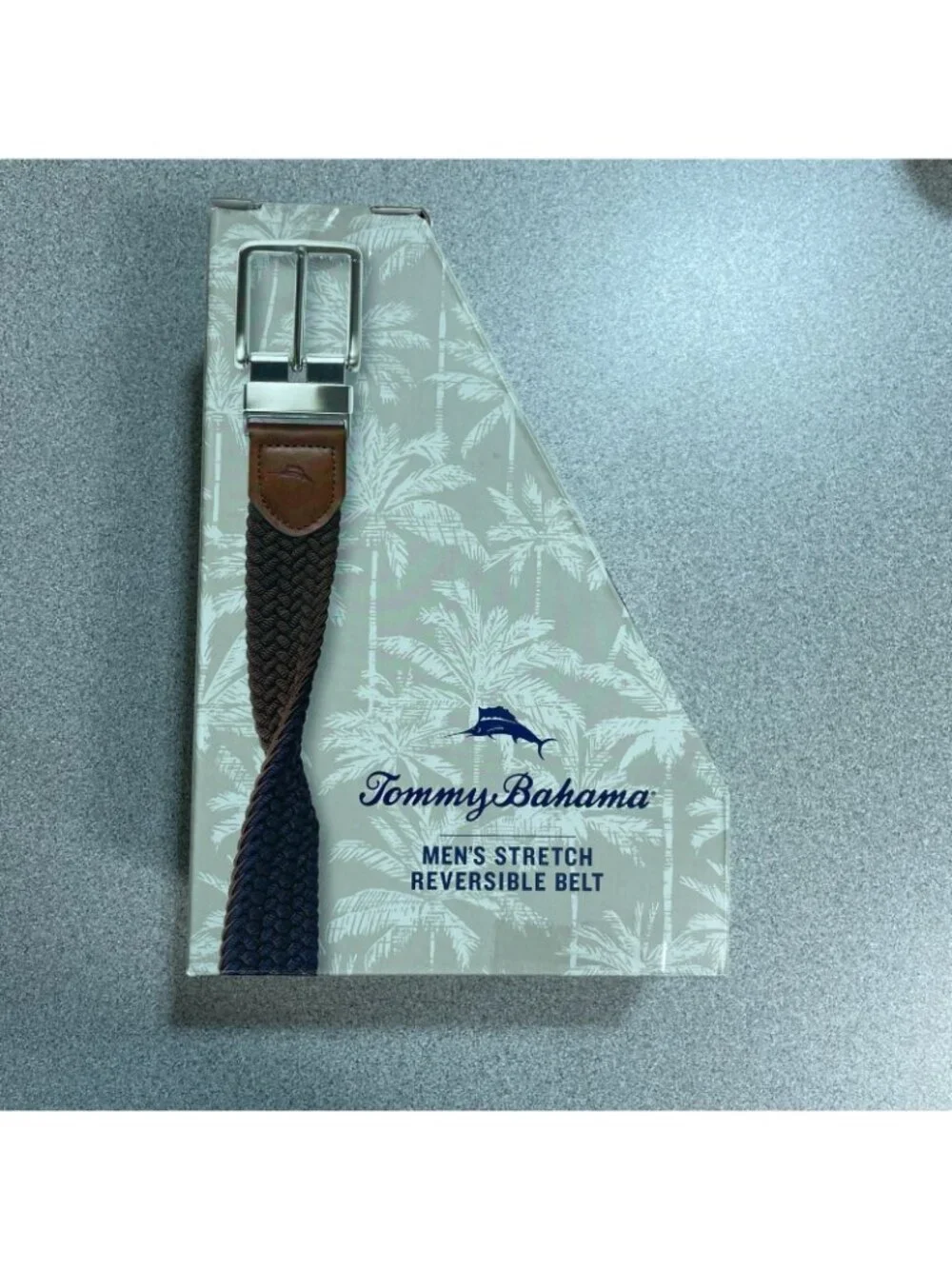NWT Tommy Bahama Men's L/XL 40-44 Stretch Reversible Belt Brown & Navy